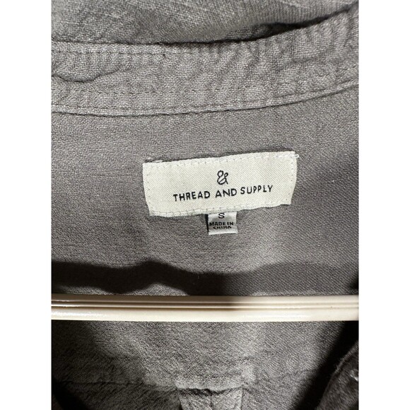 Thread & Supply Womens Small Slate Green  Shirt Rayon Linen Button Up Cap Sleeve - Picture 2 of 6